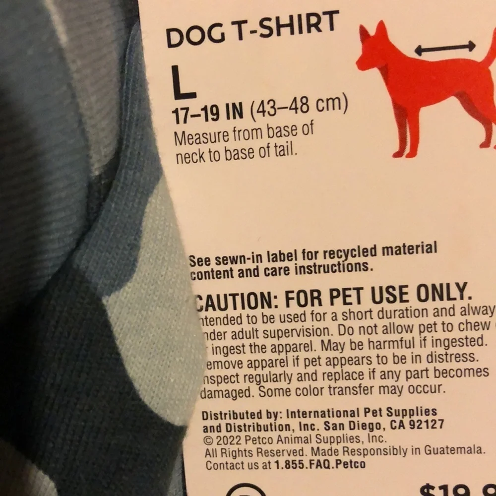 NWT Reddy Camo dog t-shirt L